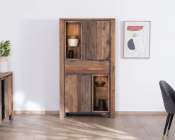 Meuble House Argentier avec éclairage intérieur et étagères verre