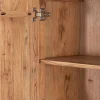 Meuble House Argentier design rétro en acacia et métal "Puzzle" façades motif empiècement Sale