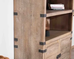 Meuble House Armoire ouverte style vintage avec 2 portes en bois et métal "Voyage" Discount