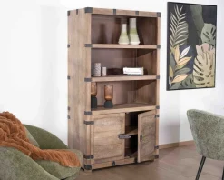 Meuble House Armoire ouverte style vintage avec 2 portes en bois et métal