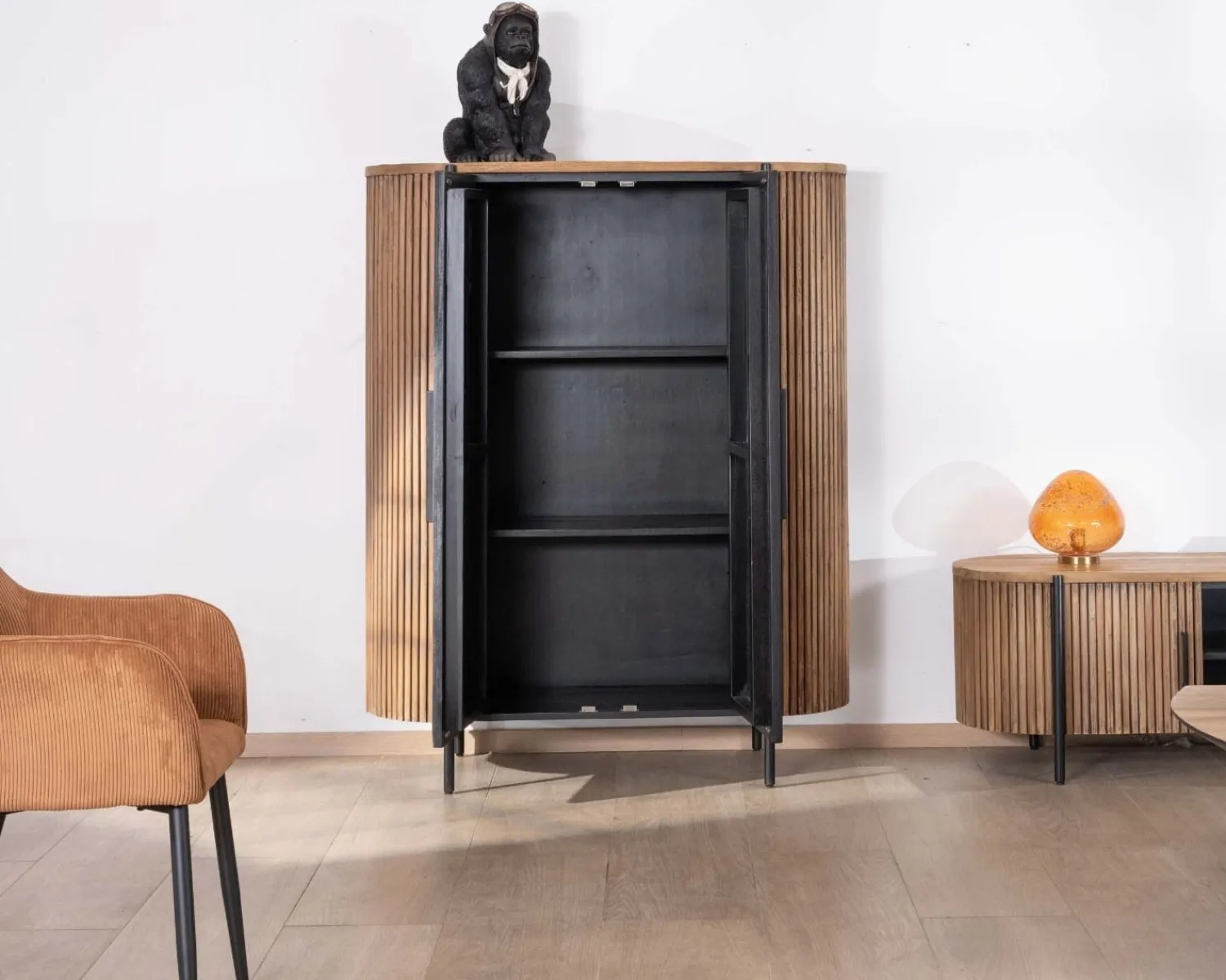 Meuble House Armoirette arrondie 120 cm en bois exotiques "Troms" New