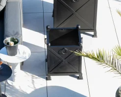 Meuble House Bac décoratif pour plantes d'agréments 55 cm en métal noir