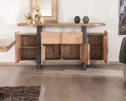 Meuble House Bahut avec tiroirs en bois massif naturel 
