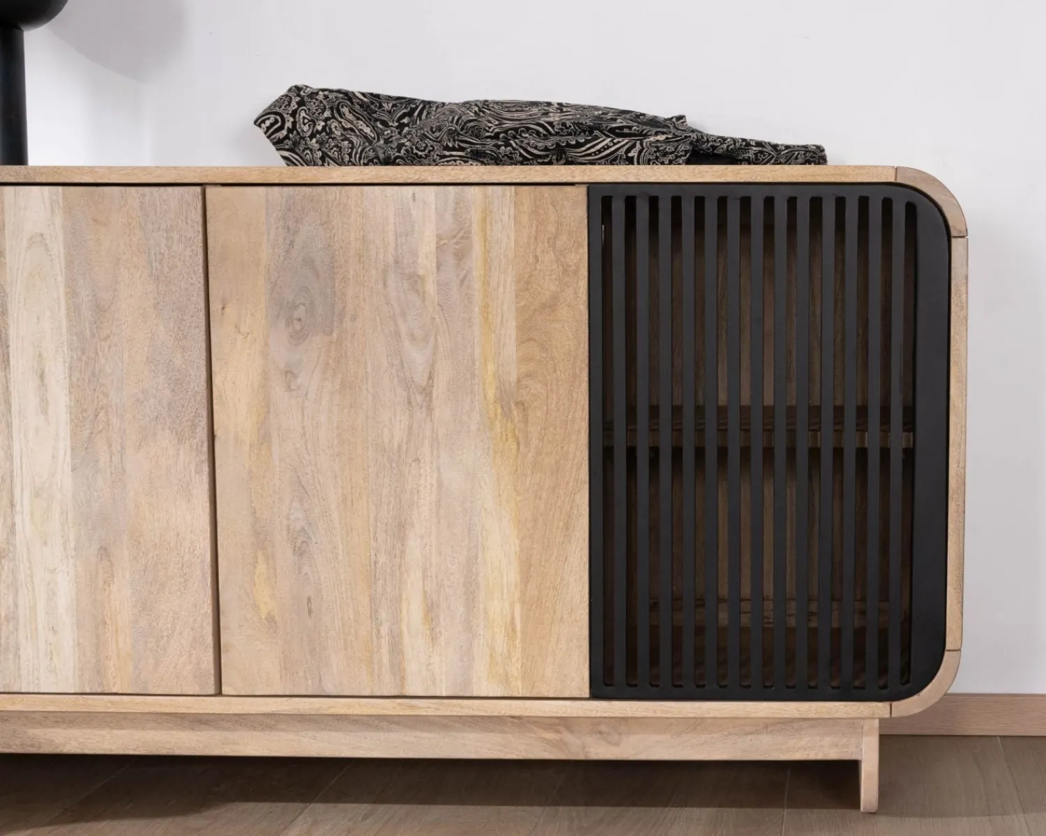 Meuble House Bahut 180 cm en manguier design épuré japandi "Jappy" 4 portes Best