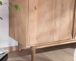 Meuble House Bahut contemporain en manguier massif 2 portes avec poignées intégrées arc de cercle 