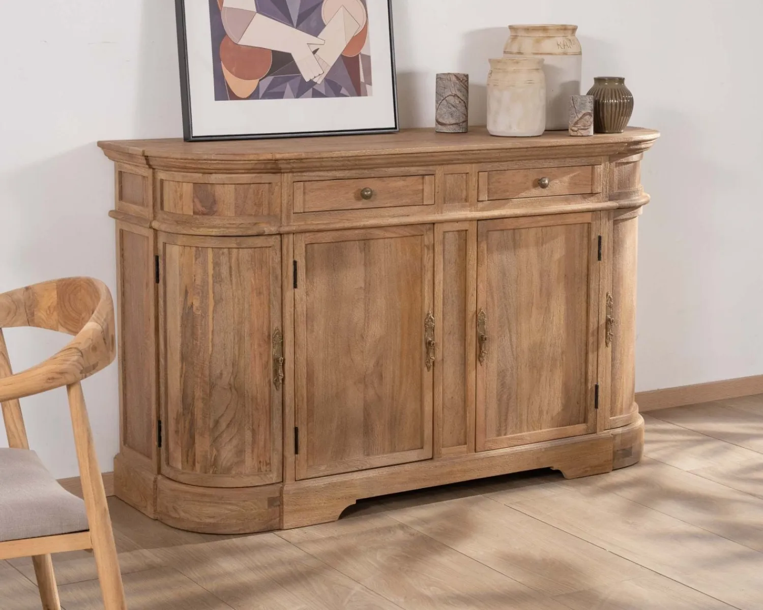 Meuble House Bahut en manguier massif avec bords arrondis 150 cm "Eglantine" Best