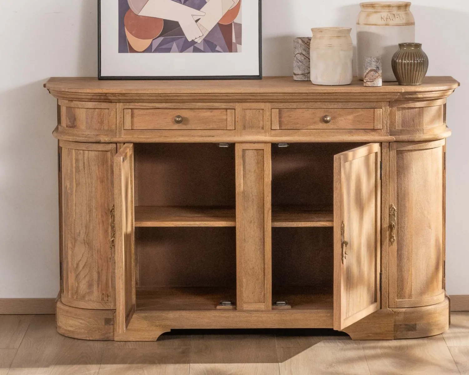 Meuble House Bahut en manguier massif avec bords arrondis 150 cm "Eglantine" Best