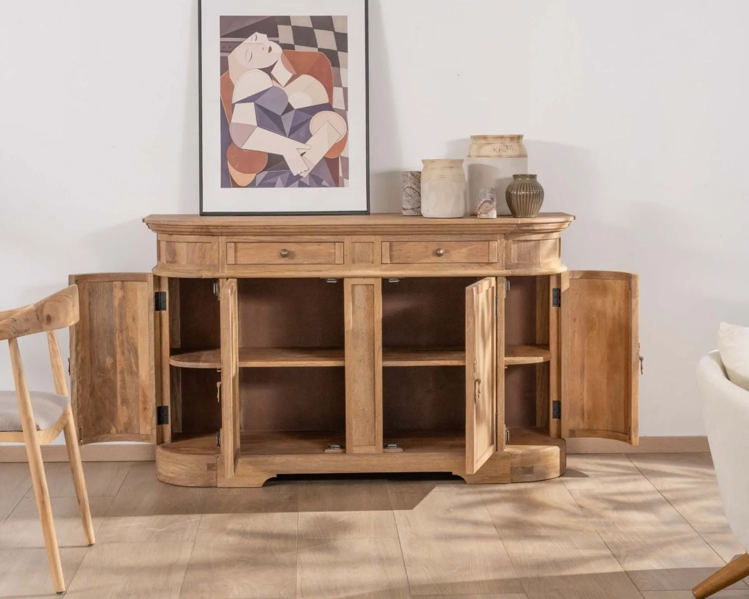 Meuble House Bahut en manguier massif avec bords arrondis 150 cm "Eglantine" Best
