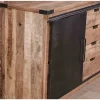 Meuble House Bahut industriel portes coulissantes et tiroirs bois 180cm "Caractère" Best