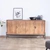 Meuble House Bahut 4 portes en acacia et métal 160 cm "Novelli" esprit zen et épuré New