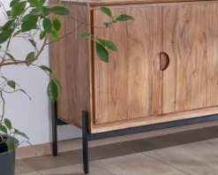 Meuble House Bahut 4 portes en acacia et métal 160 cm