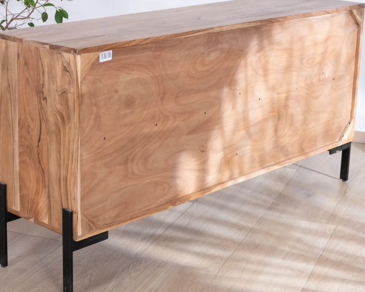 Meuble House Bahut 4 portes en acacia et métal 160 cm "Novelli" esprit zen et épuré New