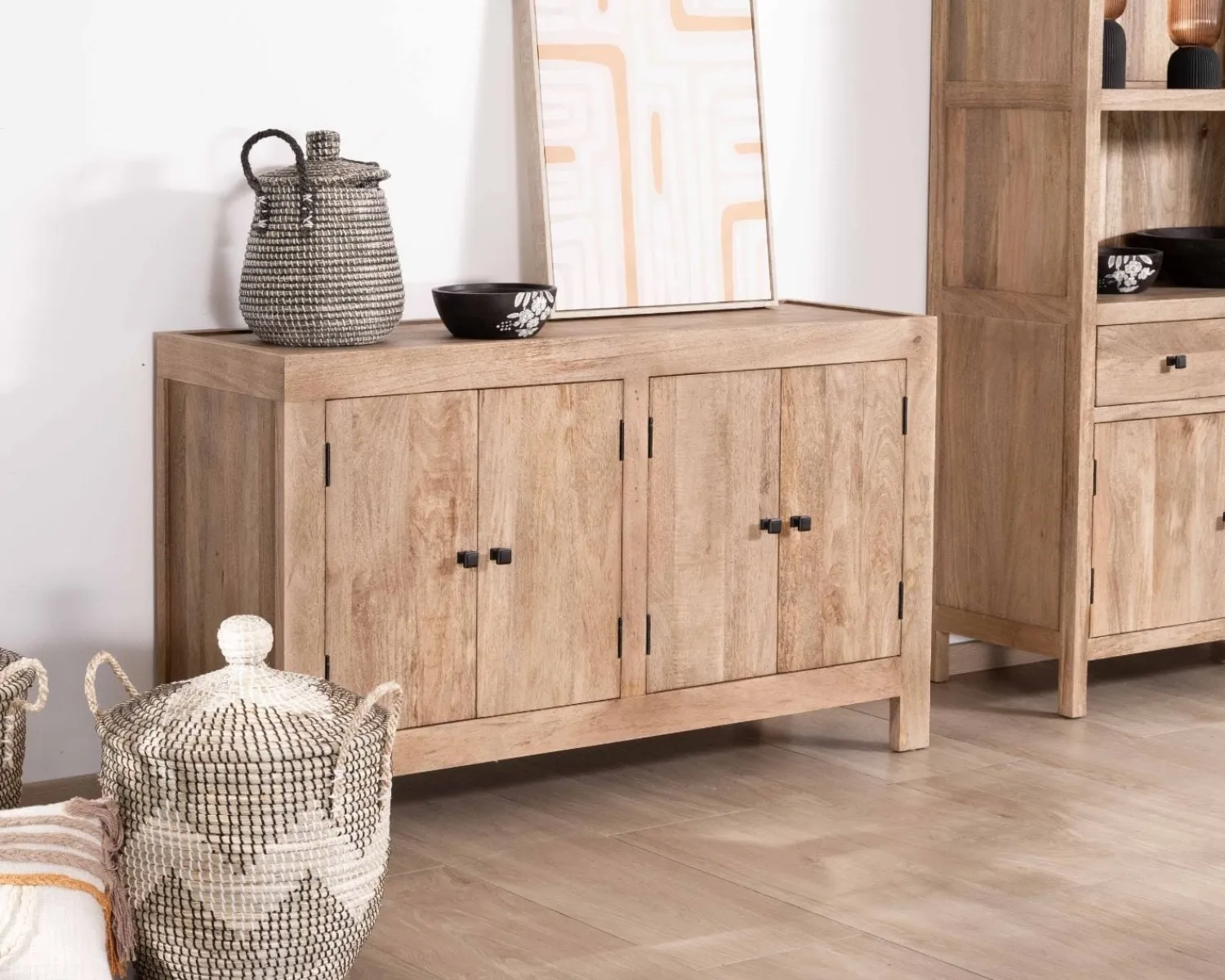 Meuble House Bahut 4 portes en manguier massif 130cm "Maestro" Sale