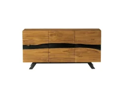 Meuble House Bahut 3 portes en teck design nature brute "Copley" Discount