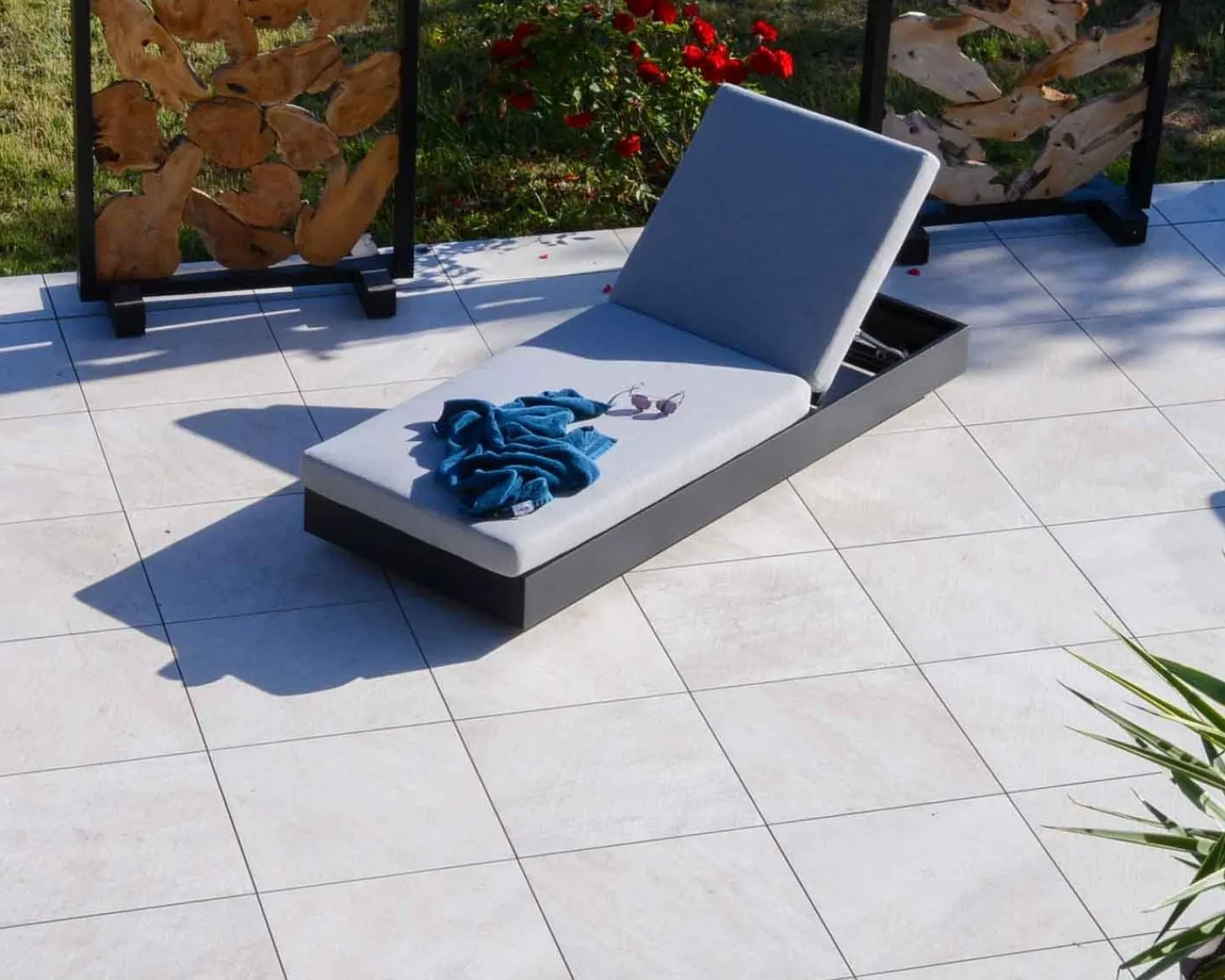 Meuble House Bain de soleil aluminium et tissu gris clair 1 place "Lisboa" Online