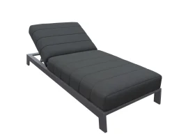 Meuble House Bain de soleil 90 cm de large en aluminium noir et matelas gris