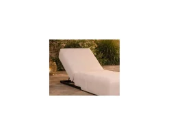 Meuble House Bain de soleil design épuré en tissu crème avec surpiqures spécial extérieur