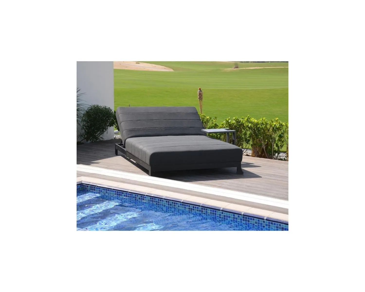 Meuble House Bain de soleil double gris et noir avec textile Sunbrella "Terrasse" Outlet