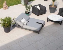 Meuble House Bain de soleil double moderne et confortable gris clair 
