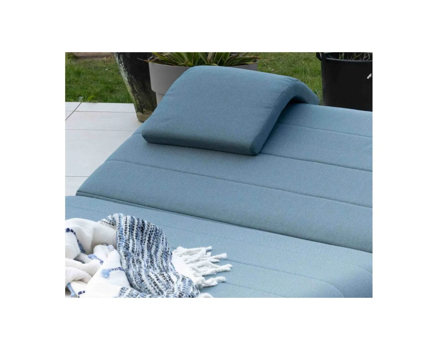 Meuble House Bain de soleil double turquoise et noir textile extérieur "Terrasse" Sale