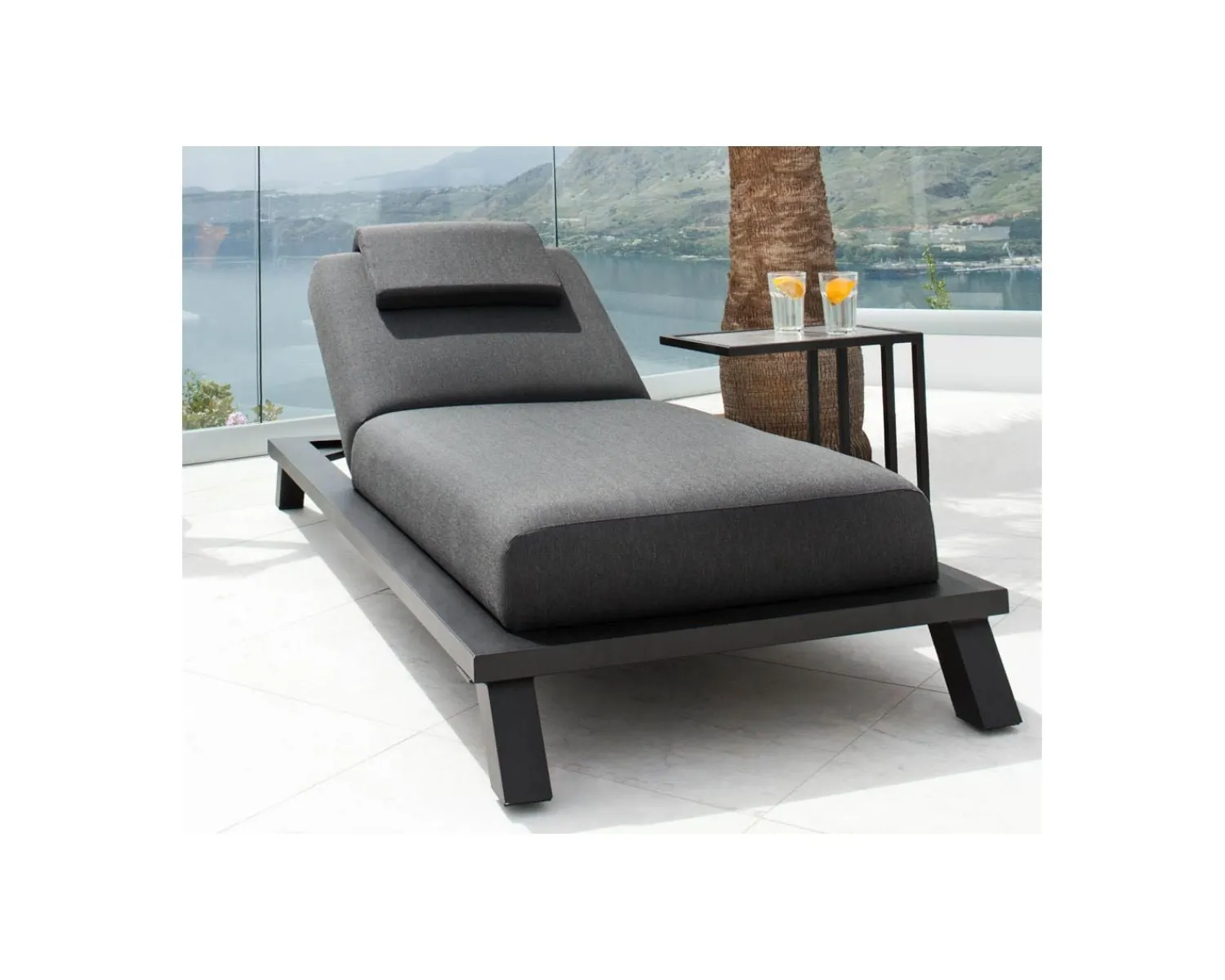 Meuble House Bain de soleil haut de gamme anthracite tissu Sunbrella "Nusa Pedina" Discount