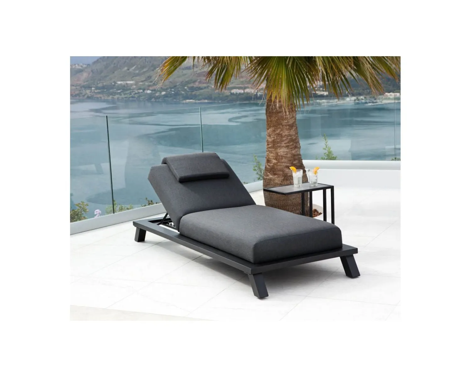 Meuble House Bain de soleil haut de gamme anthracite tissu Sunbrella "Nusa Pedina" Discount