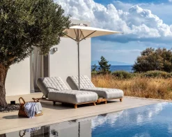 Meuble House Bain de soleil haut de gamme tissu Sunbrella gris clair "Lombok" Clearance