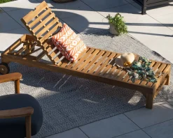 Meuble House Bain de soleil 1 place en teck massif avec roulettes