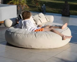 Meuble House Bain de soleil rond et moelleux beige diamètre 1m80 