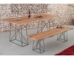 Meuble House Banc bois massif et pieds métal gris "Zen"