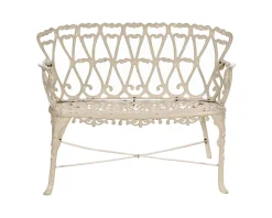 Meuble House Banc de jardin esprit rétro en fonte esprit fer forgé blanc vieilli