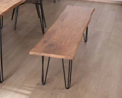 Meuble House Banc design épuré 160 cm en acacia et pieds métal