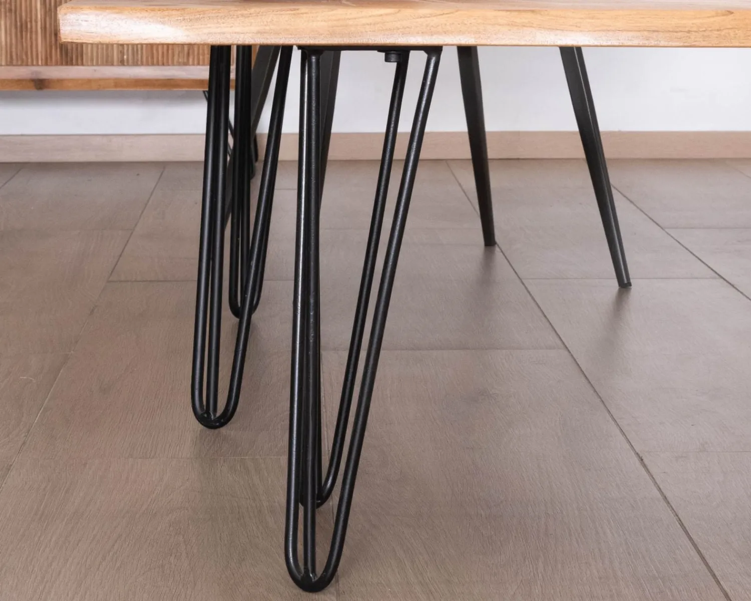 Meuble House Banc design épuré 160 cm en acacia et pieds métal "Wendy" New