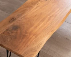 Meuble House Banc design épuré 160 cm en acacia et pieds métal