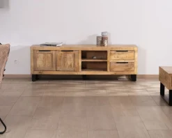 Meuble House Banc TV 175 cm en manguier et pieds métal 