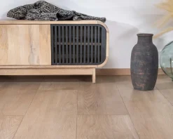 Meuble House Banc TV 4 portes 180 cm en manguier avec porte déco noire