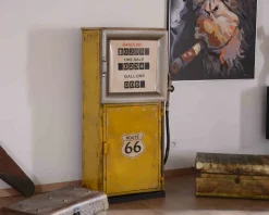 Meuble House Bar insolite style pompe à essence métal jaune esprit vintage 