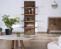 Meuble House Bibliothèque style ethnique acacia 4 niveaux "Géonidum" Outlet