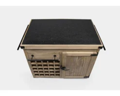 Meuble House Billot de cuisine bois massif "Grand Chef" 115cm plateau pierre