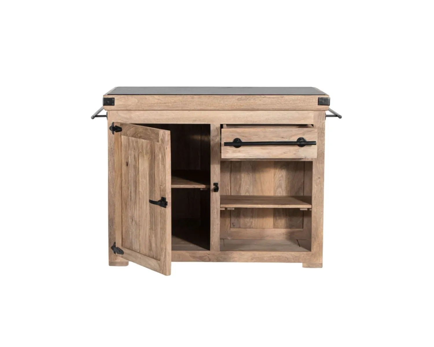 Meuble House Billot de cuisine bois massif "Grand Chef" 115cm plateau pierre
