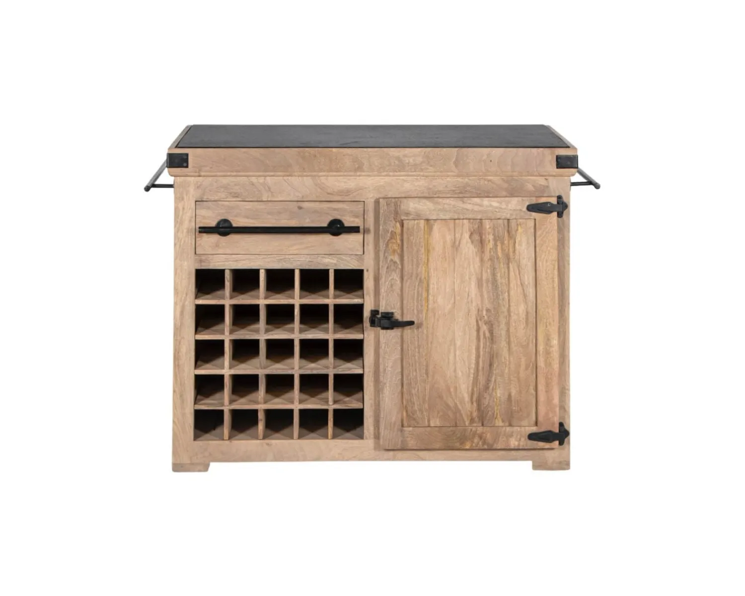 Meuble House Billot de cuisine bois massif "Grand Chef" 115cm plateau pierre