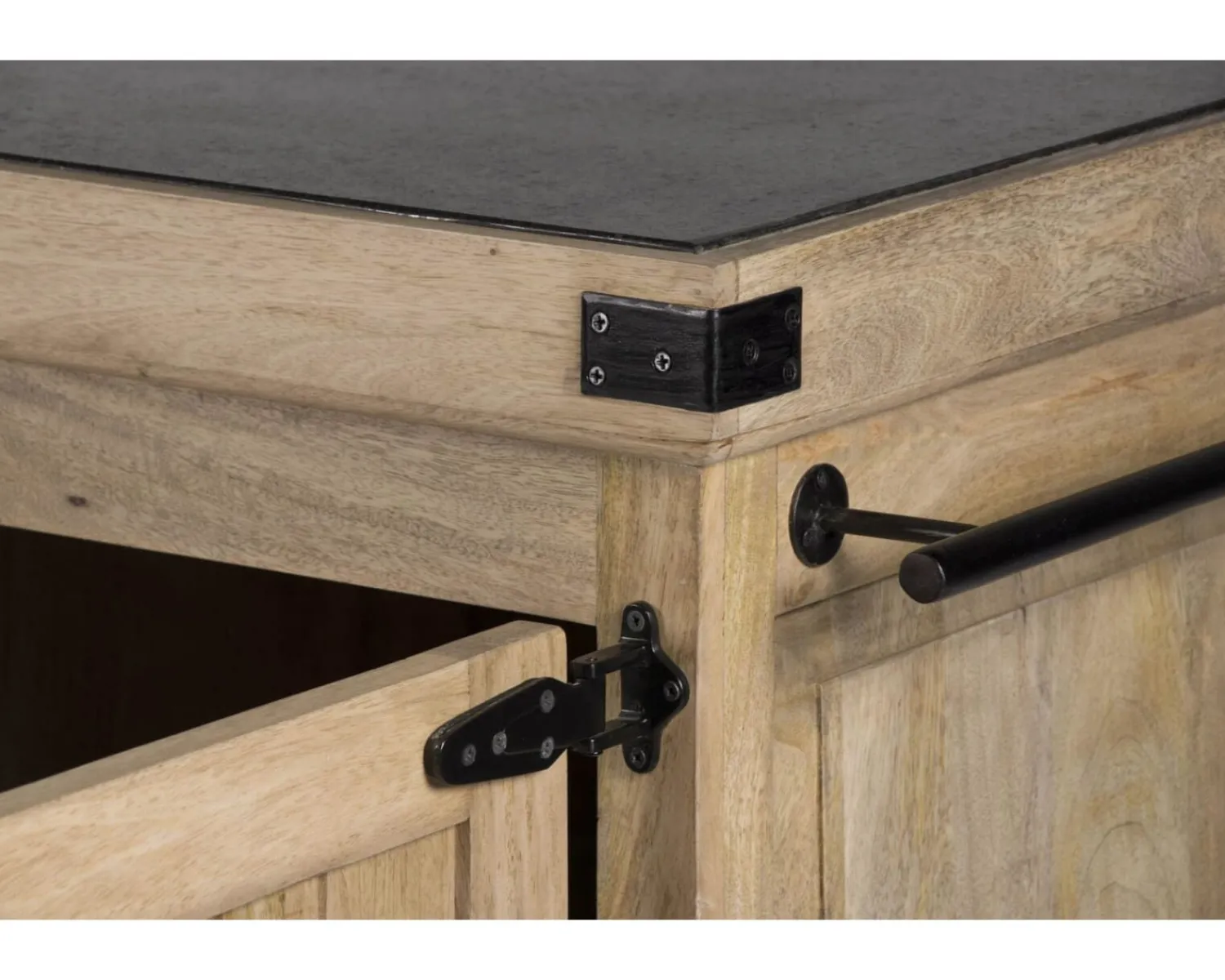 Meuble House Billot de cuisine bois massif "Grand Chef" 115cm plateau pierre