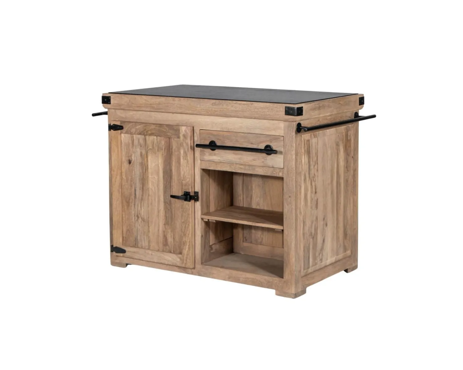 Meuble House Billot de cuisine bois massif "Grand Chef" 115cm plateau pierre