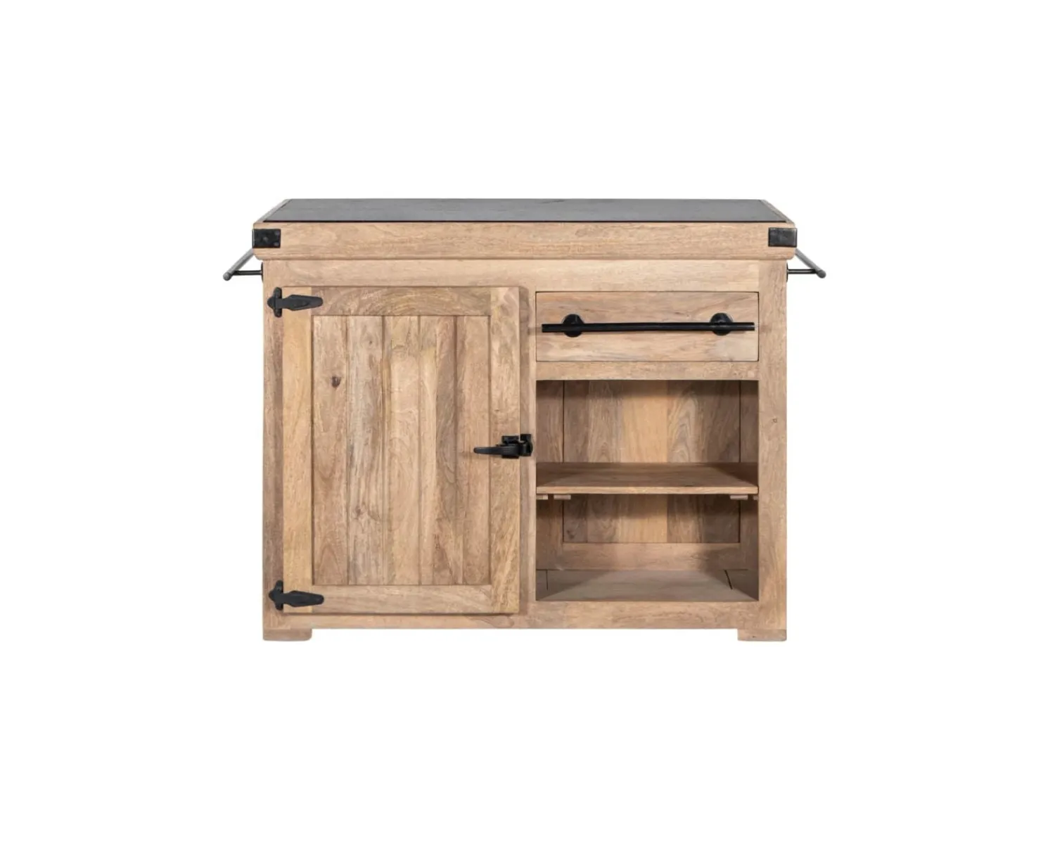 Meuble House Billot de cuisine bois massif "Grand Chef" 115cm plateau pierre