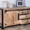 Meuble House Buffet bas industriel en bois d’acacia naturel et métal "Montréal" New