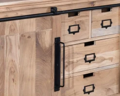 Meuble House Buffet bas industriel en bois d’acacia naturel et métal