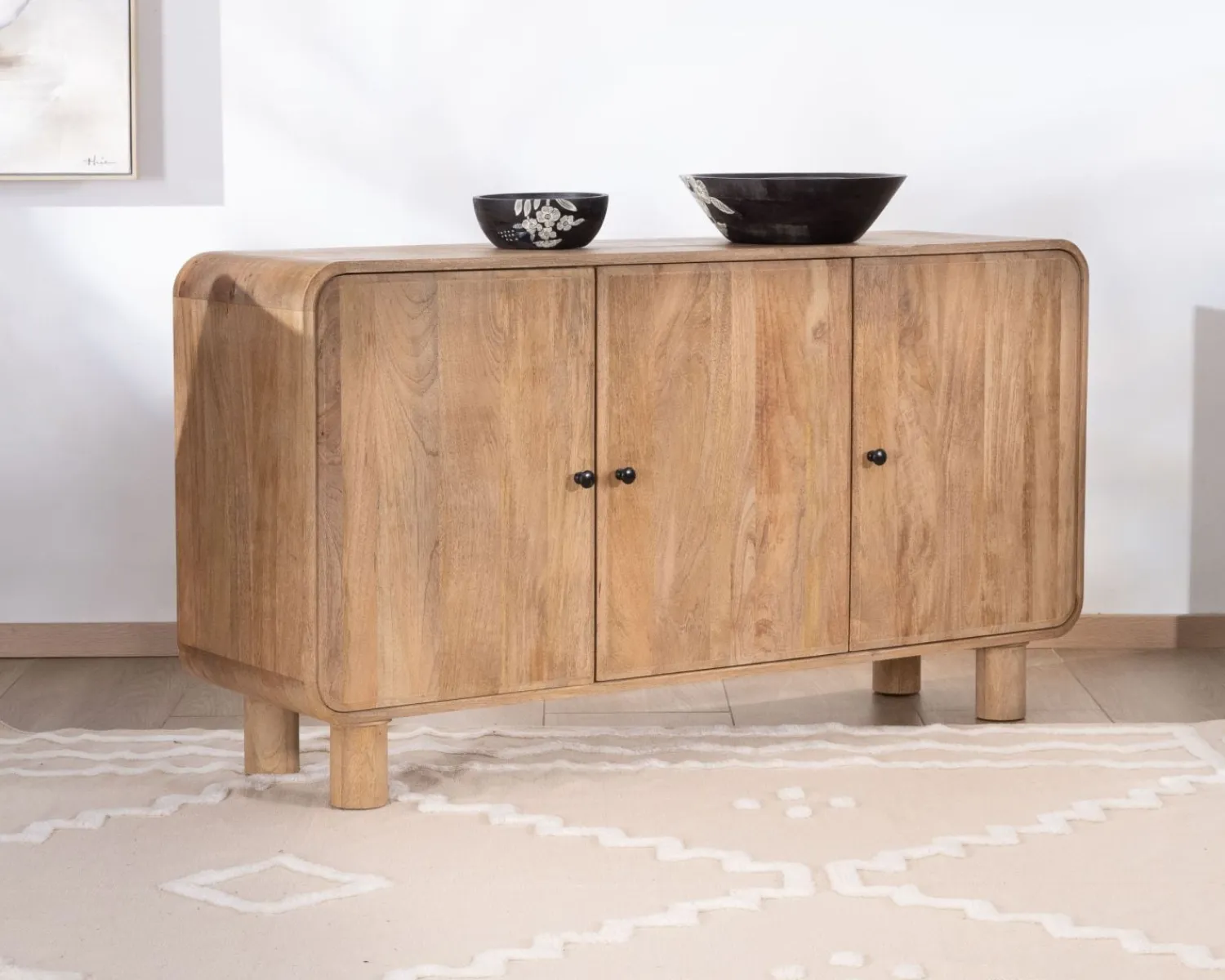 Meuble House Buffet 140 cm style pop en manguier "Plume" 3 portes Hot