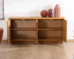 Meuble House Buffet contemporain 4 portes "Laumie" teinte chêne Discount