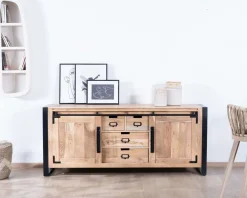 Meuble House Buffet de salle à manger industriel en métal et bois 190 cm "Montréal" Online