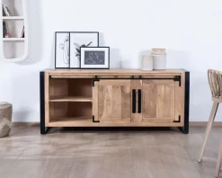 Meuble House Buffet de salle à manger industriel en métal et bois 190 cm 